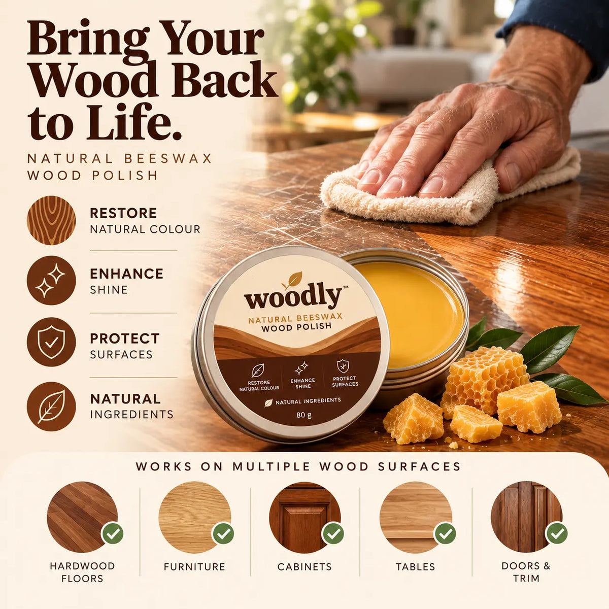 Beeswax Wood Polish - Restore & Shine