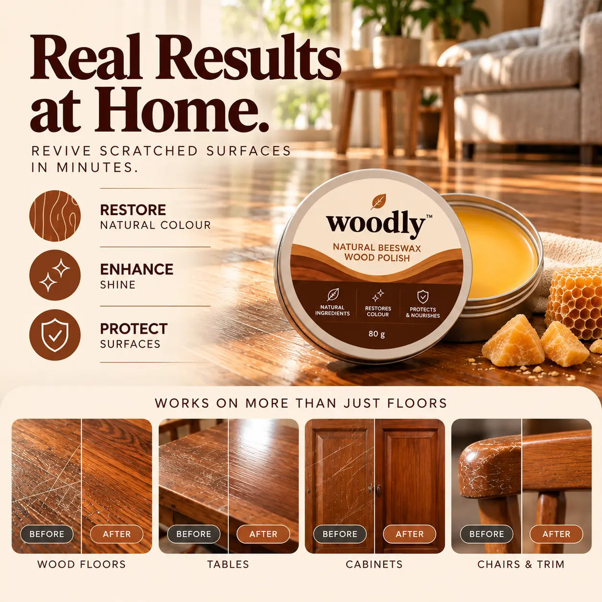 Beeswax Wood Polish - Restore & Shine